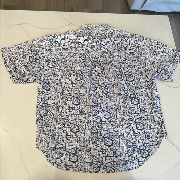 Vintage 90’s Summa Blue/White Button Up Resort Shirt - Picture 3 of 5